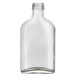 Μπουκάλι Πλακέ 200 ml γυάλινο διάφανο PP 28
